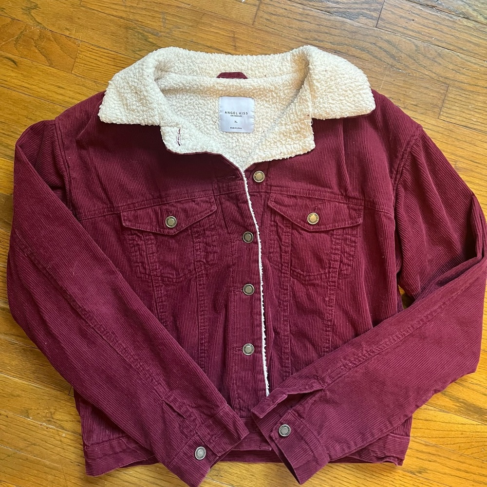 Burgundy corduroy jean jacket